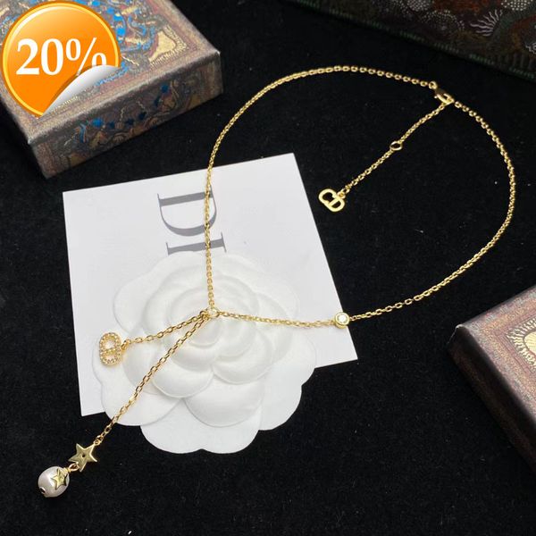 

high-end fashion design women's necklace d home new tassel star cd letter simple temperament female, Silver