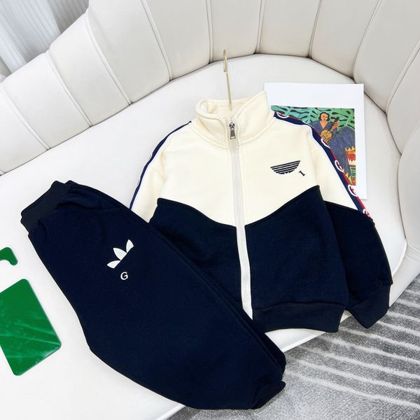 

sets baby clothes suits girls kids designer clothing outfit boy girl zipper pocket long sleeve 2 pieces sweatshirts sports pants kids 110-16, White