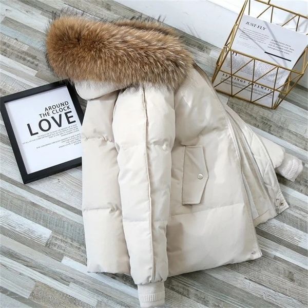 

women's down parkas warm thicken loose down jacket women winter short jacket hooded fur collar cotton coat korean female parkas basic c, Black