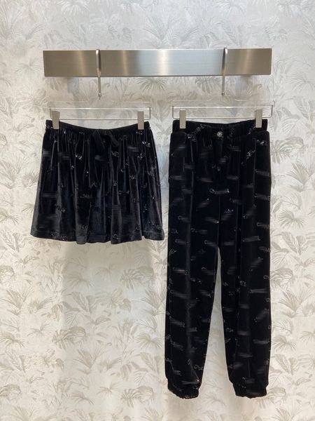 

runway designer 2022 velvet lady pants women sequins loose sweatpants fashion high waist street wear casual trousers, Black;white