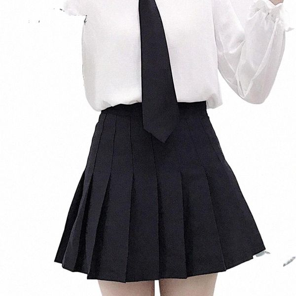 

skirts sparkdora 2022 korean japanese wind spring summer solid half skirt female high waist a word pleated college student a2sq#, Black