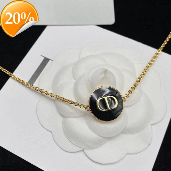 

high-end fashion design women's necklace d family di new dripping glue black letter light luxury sense versatile simple chain, Silver