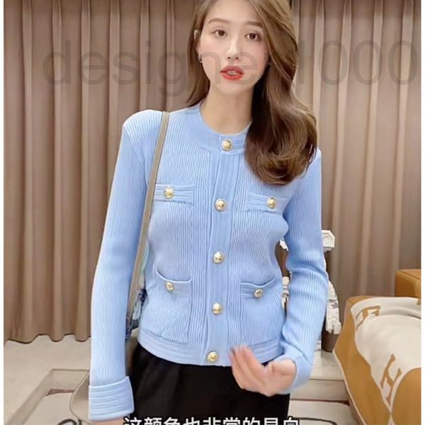 

women's knits & tees designer balman round neck knitting long sleeved cardigan coat with thin temperament ladies new in the early autum, White