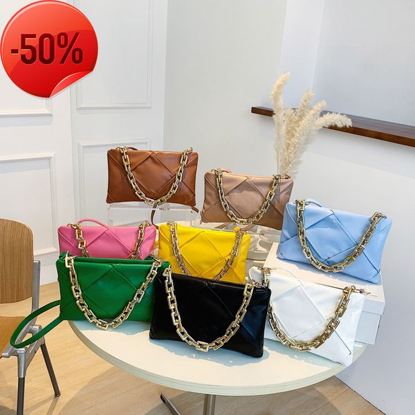 

50% off factory clearance specials clutch bags evening wallets ladies shoulder woven small square women 2022 summer new fashion simple chain