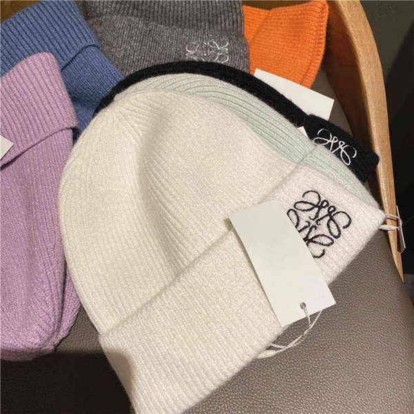 

winter hats embroidery knitting personality embroidery autumn winter warm wool hat women g1124228u, Blue;gray