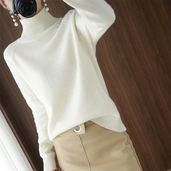 

women's sweaters turtleneck pullover fallwinter cashmere sweater women pure color casual longsleeved loose pullover bottoming women&#03, White;black