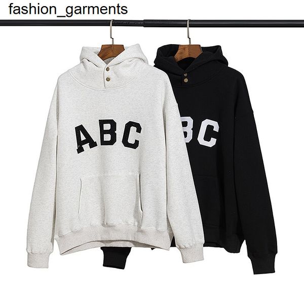 

loose sweatshirts essential chaopaigao street fear season letter printed men's and women's plush hoodie, Black