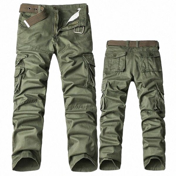 

men's pants tactical casual overalls khaki paintball plus size cotton pockets military army camouflage cargo pant for men women j0ce#, Black