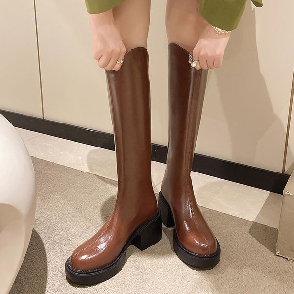 

women over the knee boots platfrom punk style autumn winter boots elastic microfiber shoes woman high heels black thick platform long soft l