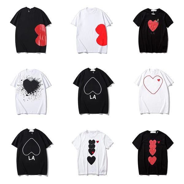 

play fashion designer men's t-shirts designer red heart casual women's des badge garcons quality couple cotton print short sleeves, White;black