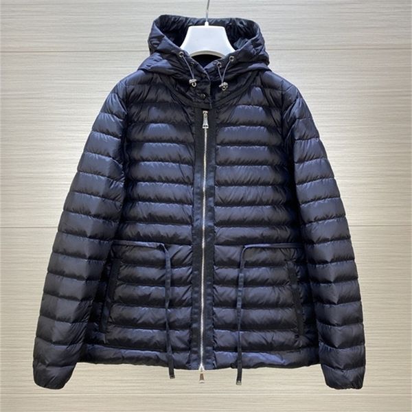 

women's down parkas women warm light down jackets zipper waist band winter hooded coats casual female clothes 220919, Black