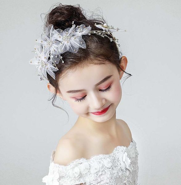 

beauty gold flower girls' head pieces kids' wedding head piece princess hair wear girl accessories h920058, White;red