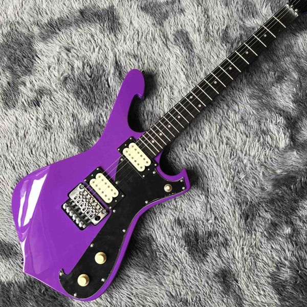 

custom irregular body shape iban style electric guitar in purple color