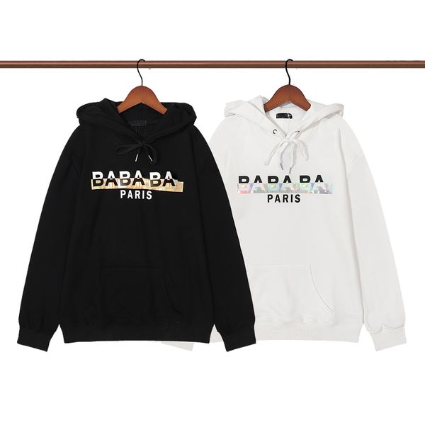 

2023 men's hoodie letter print shirt streetwear round neck loose cotton men's sweatshirt european style, Black