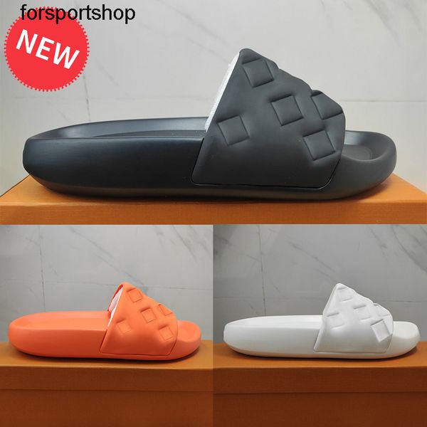 

slippers waterfront embossed slide women slippers luxury sandal beach slipper flat mens designer shoes white black blue olive orange mule ru