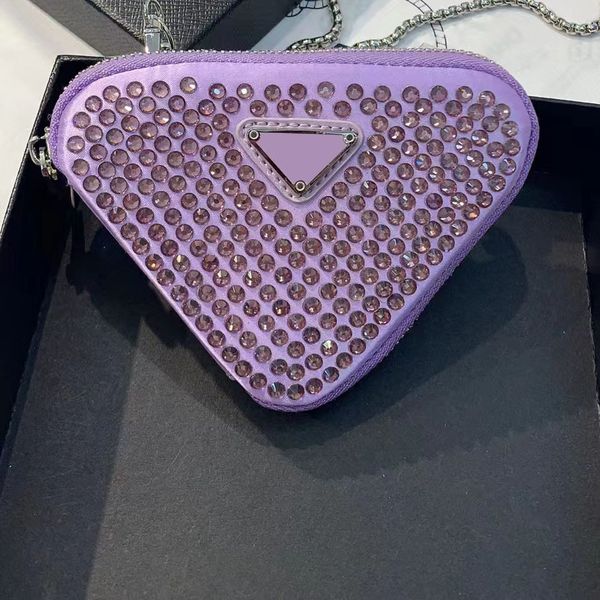 

designer bag spring autumn crystal mini full diamond triangle p bags clutch messenger chain small bag