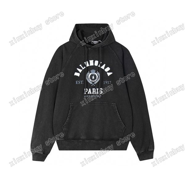 

xinxinbuy men designer hoodies sweatshirts tie dye destroyed paris women black white gray blue s-xl, Black;brown