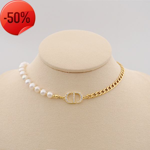 

50% off factory clearance sale designer new brand jewelry necklace charm c letter bracelet frhwater clavicle chain, Silver