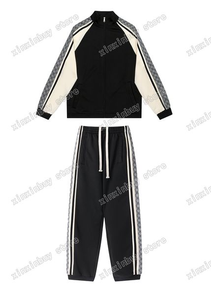 

xinxinbuy men designer coats jackets side webbing sea wave embroidery paris women black white gray m-2xl, Black;brown