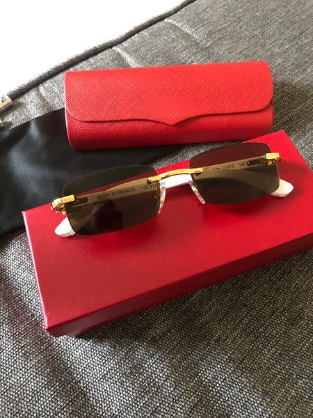 

2022 designer sunglasses mens buffalo horn glasses male rimless sun for women black brown len anti scratch luxury 2023 brand buffs eyewear, White;black
