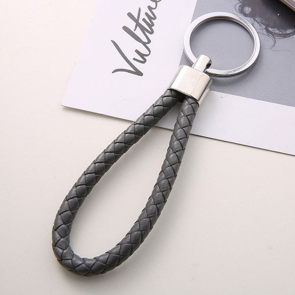 

keychain manufacturers wholesale leather ropecar pendant 28 color pu braided woven rope rings fit diy circle keyrings jewelry accessories gi, Silver
