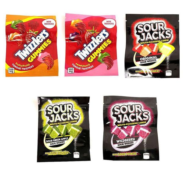 

packaging bags sour pouch candy plastic bags 8 flavors 600 mg different size 3 side seal gummies edible packaging resealable