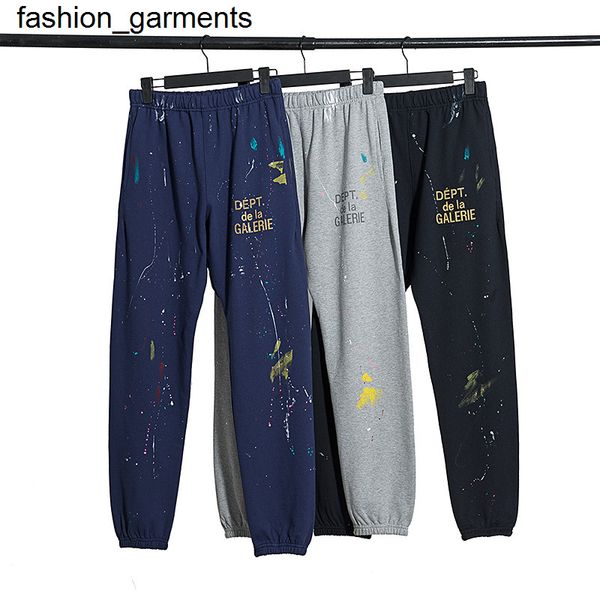

men's pants fashion brand gary dept ink splashing hand-painted graffiti high street pants loose casual leggings for men and women, Black
