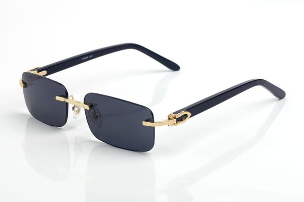 

Designer Sunglasses Woman Transparent Polarized Rectangular Buffalo Glasses UV400 Rimless Fashion Sport Gold Metal Tea Color White Wood Frames Brand Eyeglasses
