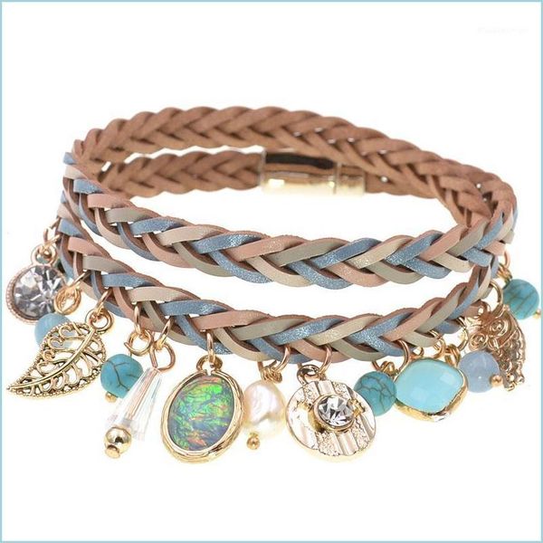 

charm bracelets charm bracelets leather bracelet for women colorf bohemia bangle fashion jewelry1 drop delivery 2021 jewelry dayupshop dhxd8, Golden;silver