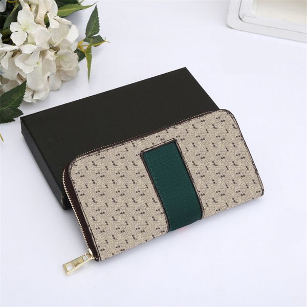 

classic double letters men wallets business style interior zipper pocket coin pocket purses designer long leather wallet with box, Red;black