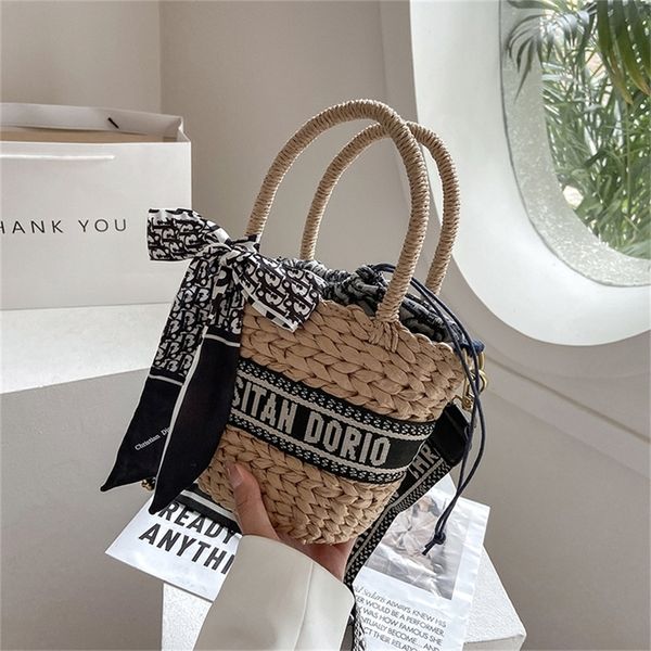 

65% off factory evening bags store sale trendy bags woven bucket summer silk scarf beach women's large capacity portable one women'