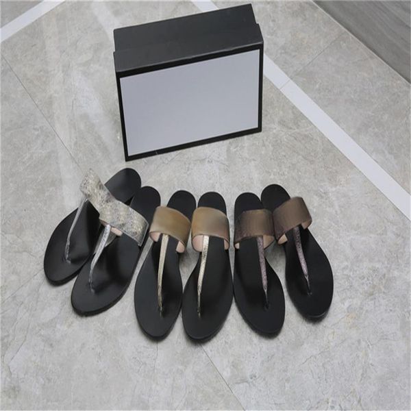 

2021 designer slippers summer leather women flip flops double metal black white brown sandals lady slipper men beach slides with box302b