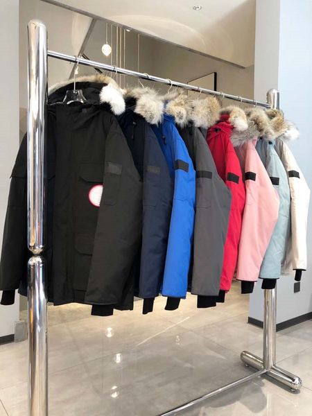 

down jackets mens designers canada parkas homme outdoor winter jassen outerwear big fur hooded fourrure manteau down jacket coat hiver parka, Black
