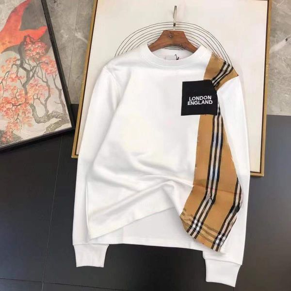 

mens hoodie sweatshirt bur designer sweater plaid pocket long sleeve tshirt men women pullover coat 4xl 5xl sr1s, Black