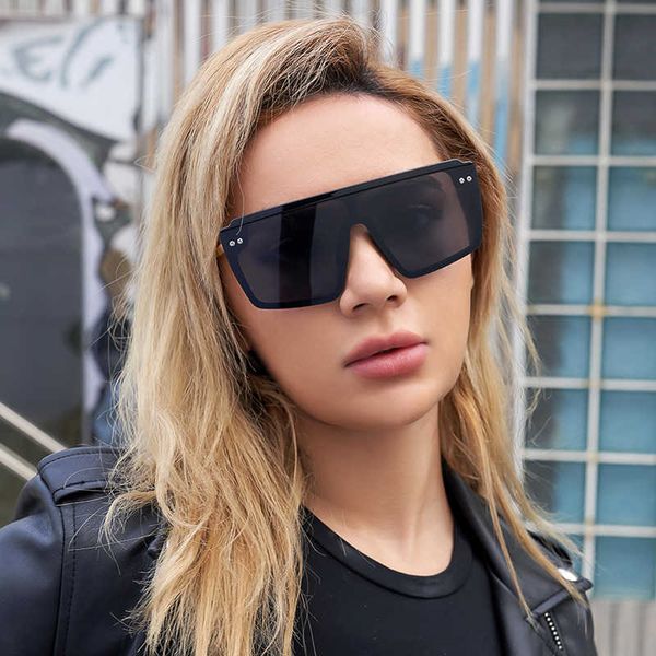 

sunglasses fashion integrated womens ins onepiece large frame fashion highgrade sense glasses, White;black