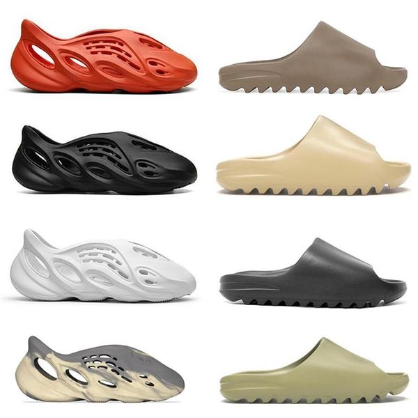 

mens women shoe slipper slides foam sandals dessan soot core graffiti bone resin desert sand summer rubber slippers brown flat bea336k, Black