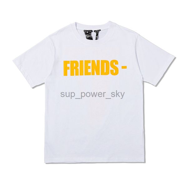 

22ss mens t-shirts fashion brand vloness designer tees yellow friends letter t-shirt loose simple back large v short sleeve, White;black