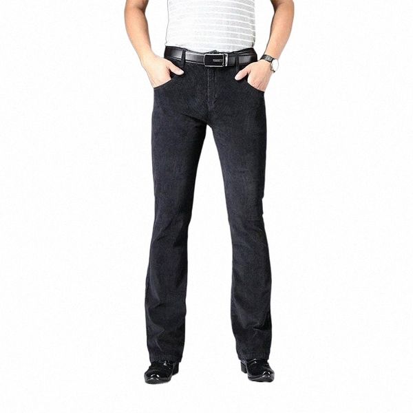 

men's jeans plus size retro autumn and winter black solid corduroy pants casual high waist baggy sizes 28 to 38 d3lf#, Blue