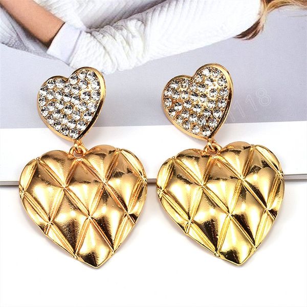 

gold color metal love heart dangle earrings classic crystal earring jewelry accessories for women, Silver