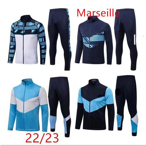 

22 23 men tracksuit soccer jerseys jacket sets survetement 2022 2023 om maillot foot milik payet football jackets training suit jogging, Black;yellow