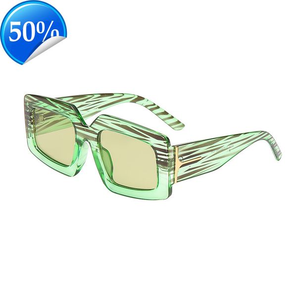 

men's sunglasses designer women's large frame personalized tricolor stripe plastic glass t-word wide leg travel with men's an, White;black