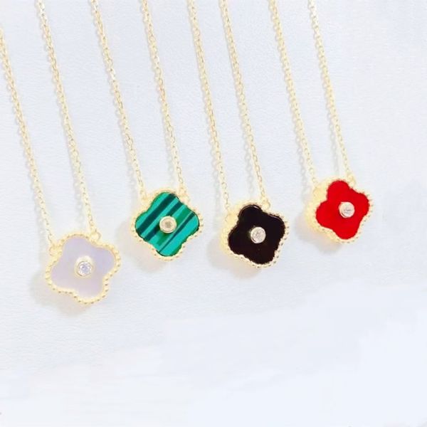 

classic 18k gold necklace charming designer women's pendant colorful shell 4 leaf grass girl valentine's day love gift 316l stainl, Silver