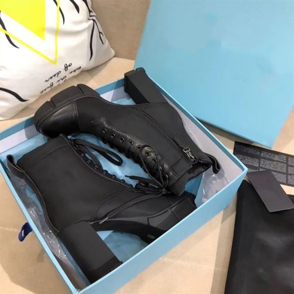 

women designer plaque lace up boots 9 5cm high heels ankle boot women black 100% genuine leather combat boots winter boot with box no252821