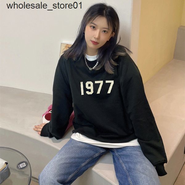 

men's hoodies sweatshirts essential niche fashion brand female neck sweater, Black
