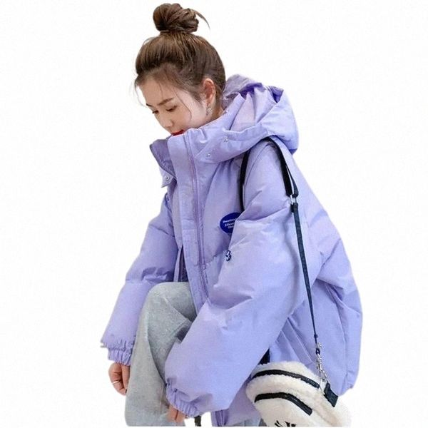 

women's down & parkas kawaii oversized hooded puffer jacket women winter thick korean fashion cotton padded casual loose zipper bread o, Black
