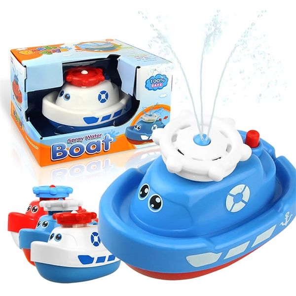 

bath toys cartoon funny baby bath toy electric rotating spraying water ship toy for infant water jet boat bathroom bathtub kid gift 220921