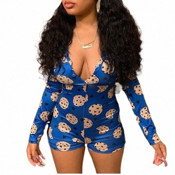 

low cut v neck long sleeve patterned playsuit casual cotton blend stretchy jersey romper leotard sleepwear women's jumpsuits & rompers, Black;white