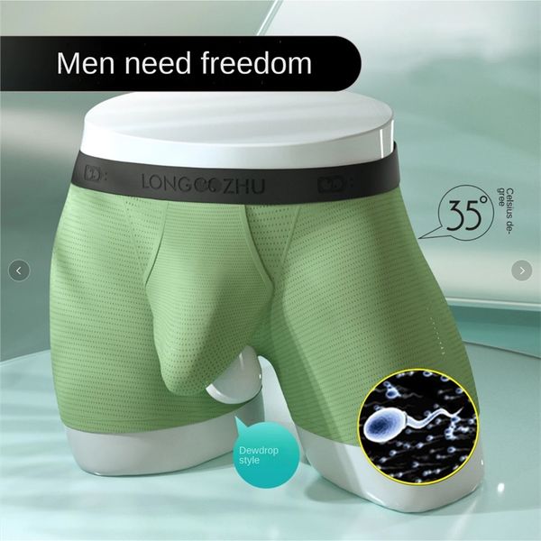 

underpants men's underwear separation open crotch underwear ice silk breathable cooling improve sperm vitality underwear trunk boxer me, Black;white