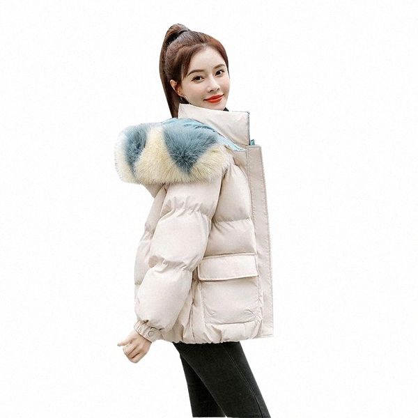 

women's down & parkas warm cotton clothing 2021 women winter jacket lady elegant loose slim coat fashion fur hooded bread padded coats, Black