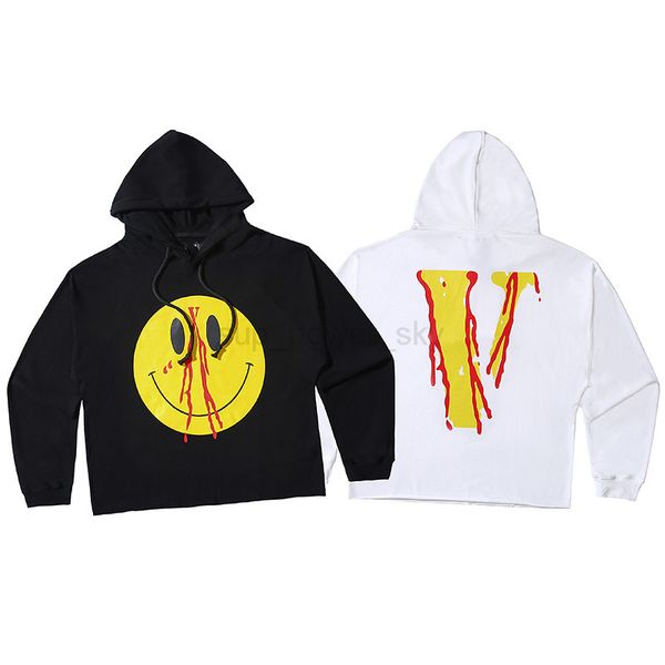 

mens hoodies designer letter priting vloness sweatshirts fashion brand bloody yellow smiling face hooded sweater, Black
